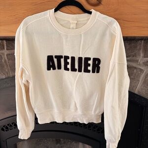 Cream Crewneck Sweater with Puffy “Atelier” Letters
